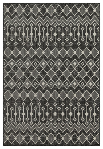 Sunshine GC_HAR2020 Anthracite 7'10" x 10'3" Indoor/Outdoor Area Rug - Durable Polypropylene, Stain Resistant, Flatweave, Easy Clean Patio Deck Decor