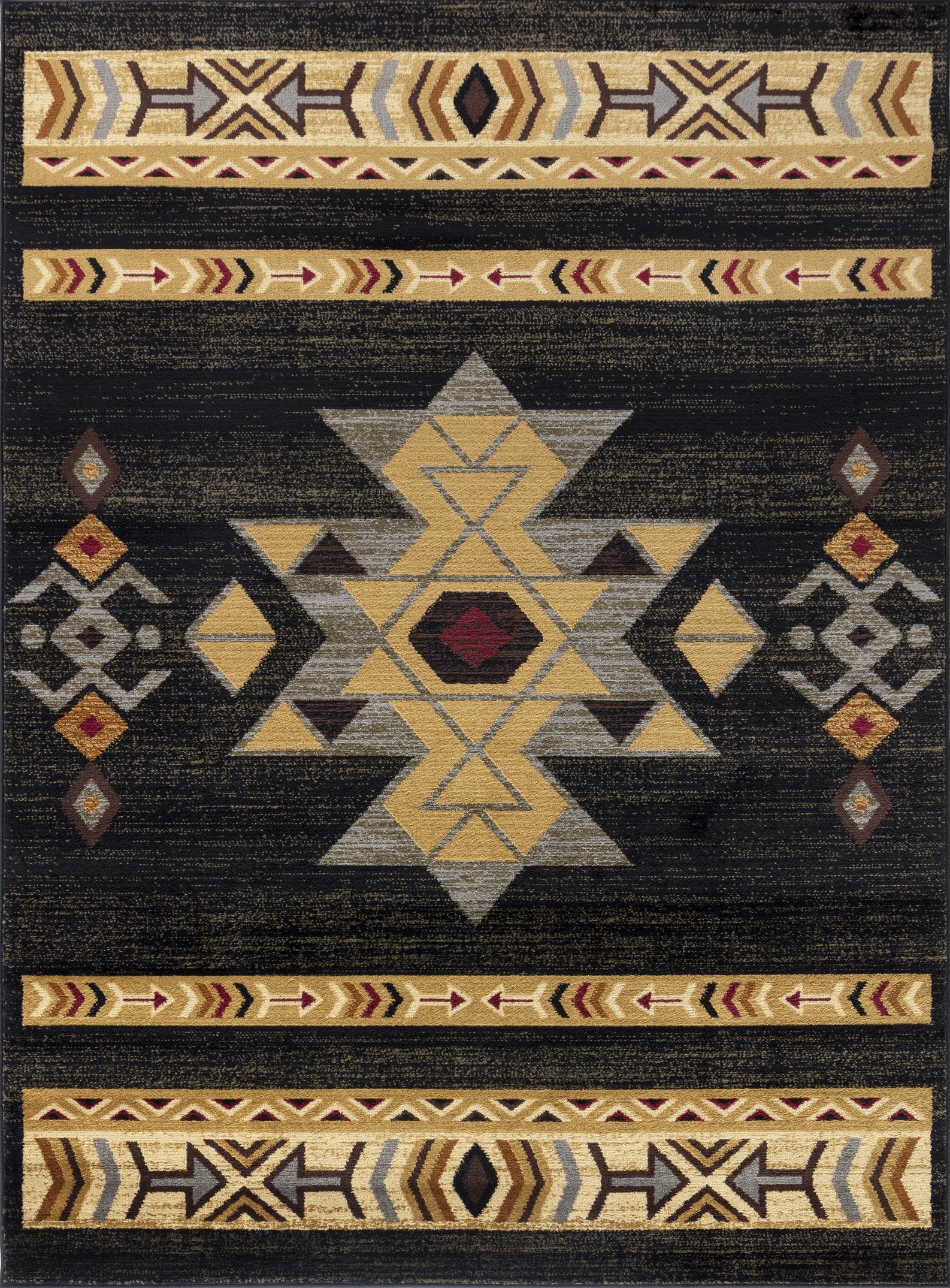 Tribes GC Black Southwest Area Rug 2x3 ft - Durable Polypropylene, Stain-Resistant Accent Mat for Entryways, Living Rooms &amp; High-Traffic Areas - Easy Care, Made in Turkey