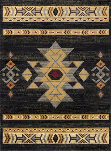 Tribes GC 5'3" x 7'3" Black Southwest Area Rug | 100% Polypropylene, Stain-Resistant, Kid & Pet Friendly | Durable Jute Backing, 0.39" Pile Height | Turkish Made | Perfect for Living Room, Bedroom, Entryway