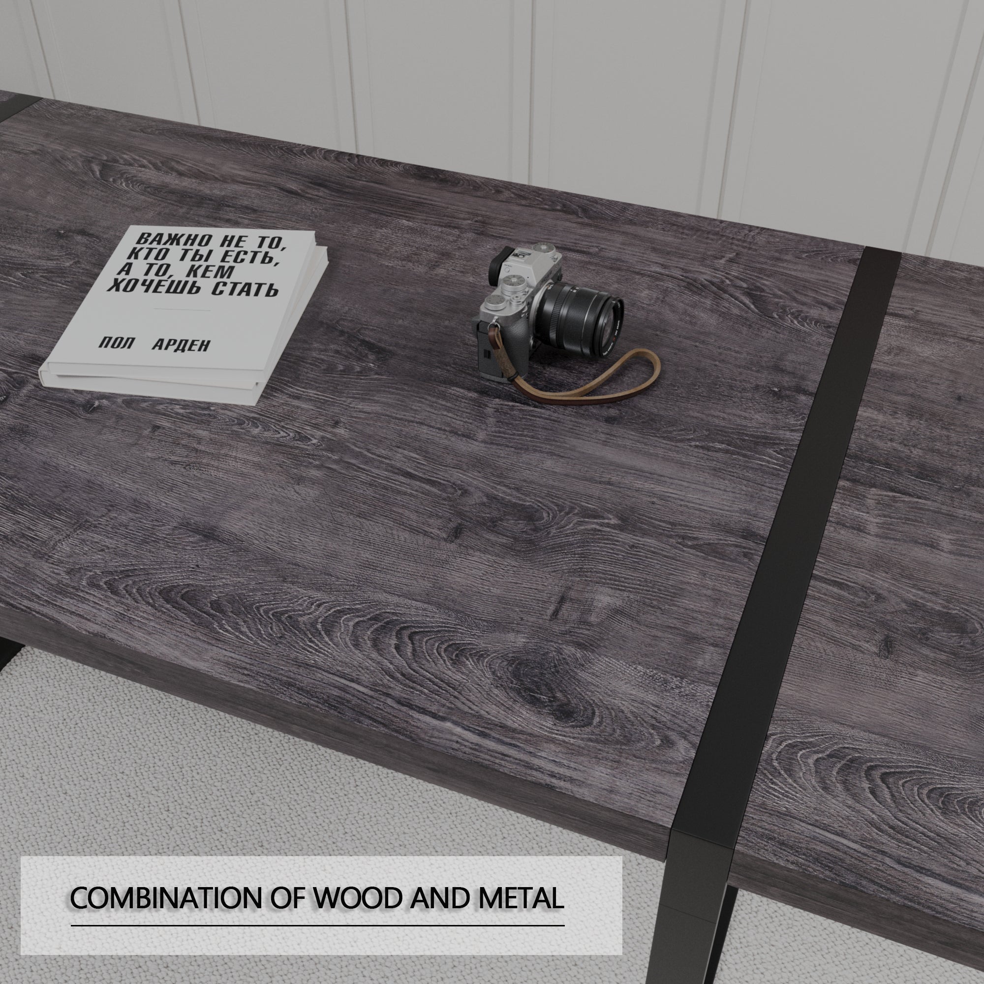 59" Black MDF Dining Table Set for 4 - Modern Industrial Suede Chairs with Metal Base, Ergonomic Comfort, Farmhouse Kitchen & Dining Room Furniture, Easy Assembly