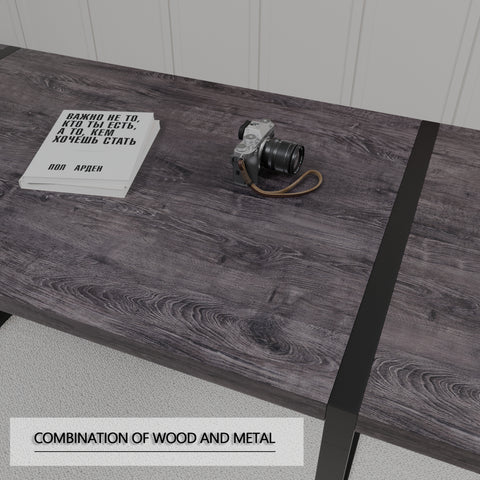 59" Black MDF Dining Table Set for 4 - Modern Industrial Suede Chairs with Metal Base, Ergonomic Comfort, Farmhouse Kitchen & Dining Room Furniture, Easy Assembly