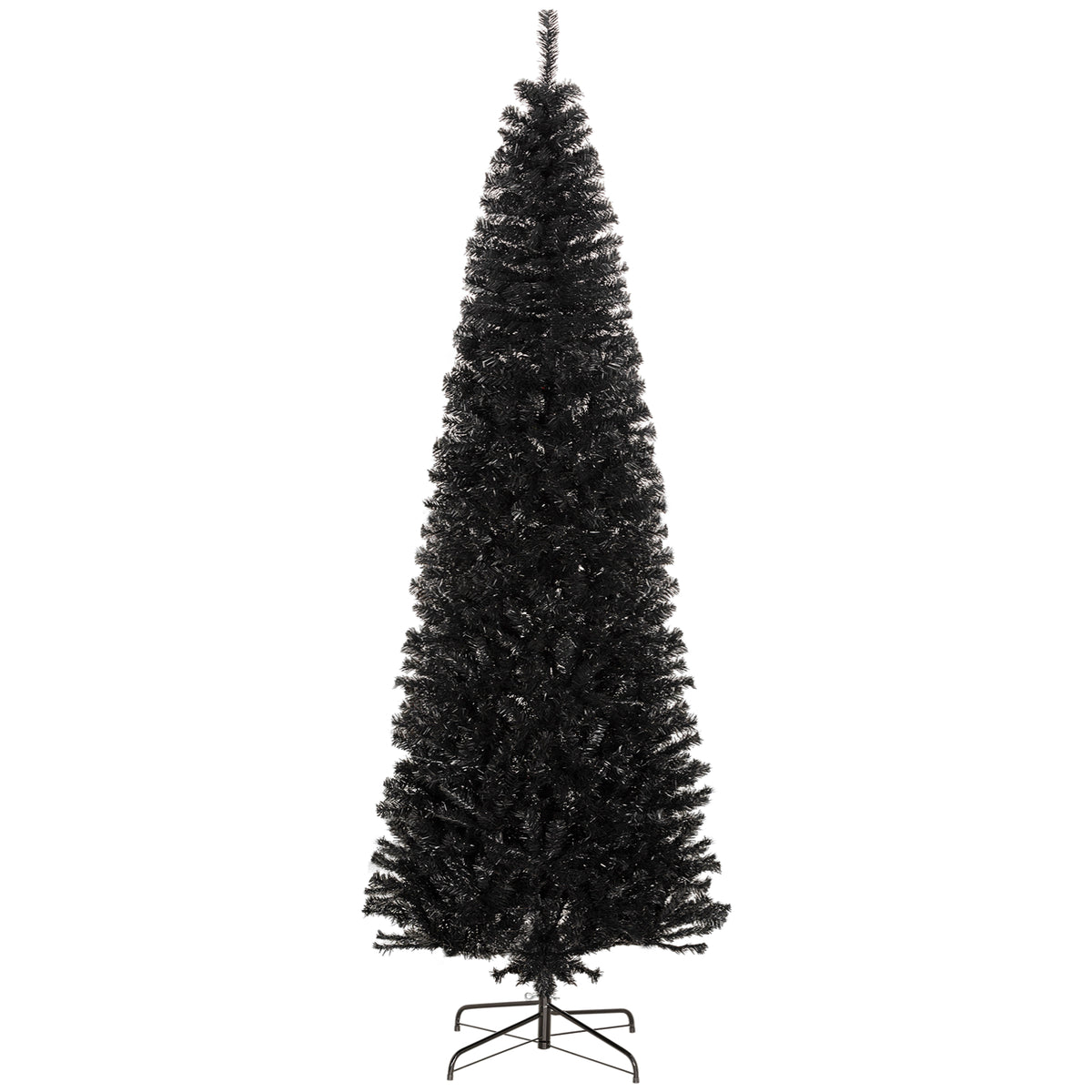 HOMCOM 8ft Black Pencil Christmas Tree - Unlit Slim Douglas Fir Artificial Xmas Tree, Realistic Branches, 1168 Tips, Flame Retardant, Easy Assembly for Home &amp; Office Decor