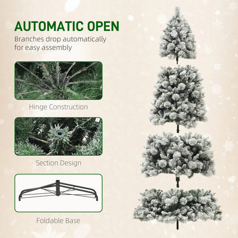 9ft Flocked Fir Christmas Tree with 750 Warm White Clear Lights - Realistic Snow-Dusted Artificial Tree for Cozy Indoor Holiday Home &amp; Office Decor