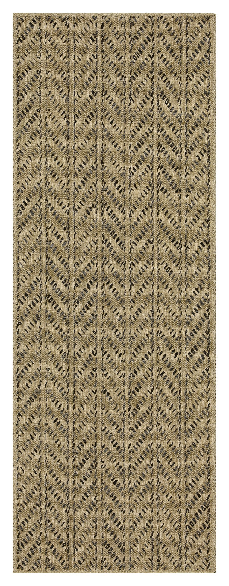 Earth Collection Jute/Black 5'3" x 7'3" Indoor Outdoor Area Rug - Durable Polypropylene, Stain-Resistant, Easy Clean Patio Deck Entryway