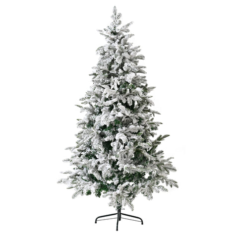 7FT Snow Flocked Christmas Tree | Lifelike PE/PVC Mixed Branches | Full & Lush Unlit Artificial Tree | White, 41" Wide | Easy Assembly Holiday Decor for Home, Party, Mall