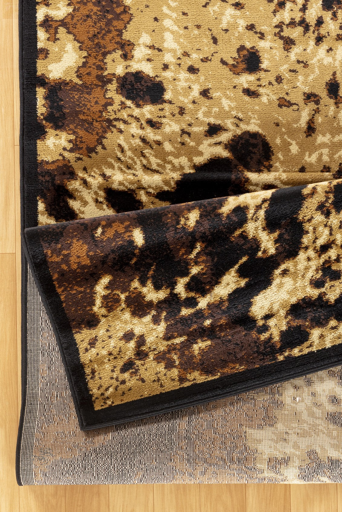 Tribes GC Southwest Area Rug 5'3"x7'3" Black Polypropylene Cowhide Design, Stain-Resistant, Durable for High Traffic, 0.39" Pile, Made in Turkey