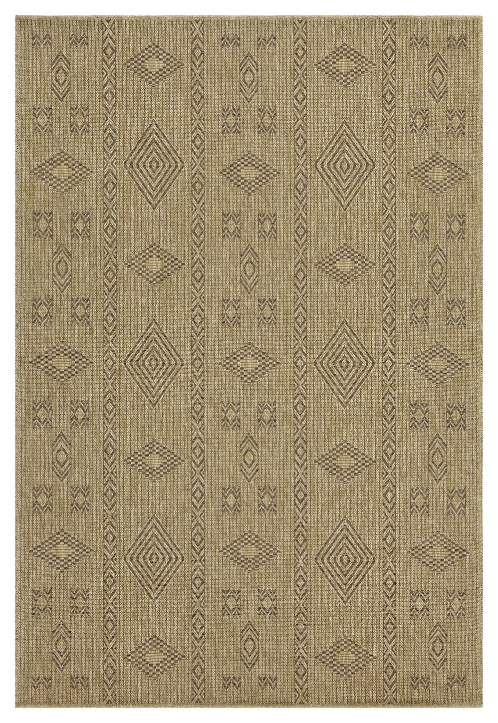 Earth Collection Jute/Mocha 2'7"x7'3" Indoor/Outdoor Area Rug - Stain-Resistant Polypropylene, Flatweave, Easy Clean, Durable for High-Traffic Areas, Made in Turkey