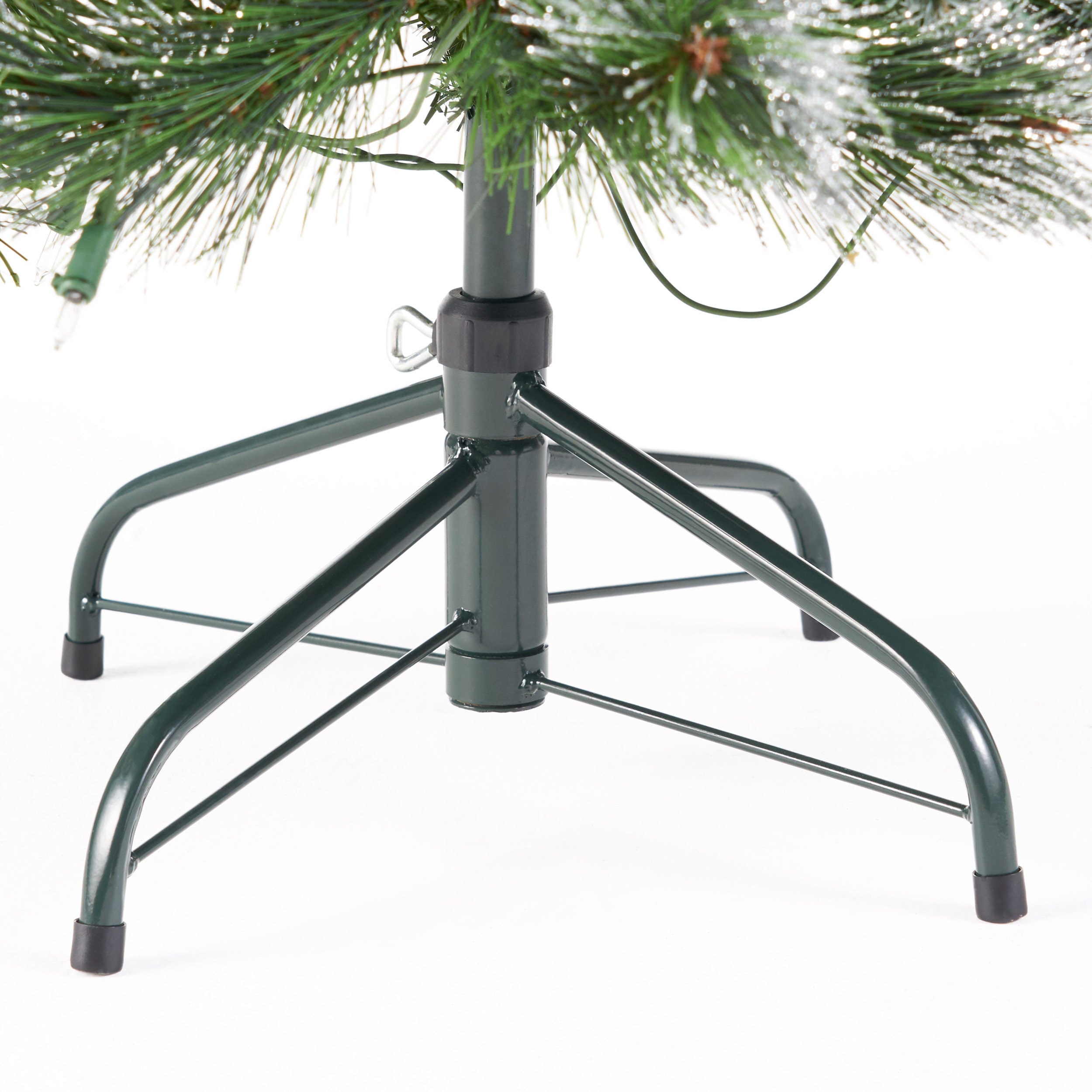 54" Glitter Bristle Mixed Hinged Christmas Tree - Green PVC, 407 Tips, Red Berry & Pine Cone Accents - Perfect Holiday Home Decor for Living Room & Indoors