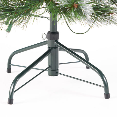 54" Glitter Bristle Mixed Hinged Christmas Tree - Green PVC, 407 Tips, Red Berry & Pine Cone Accents - Perfect Holiday Home Decor for Living Room & Indoors