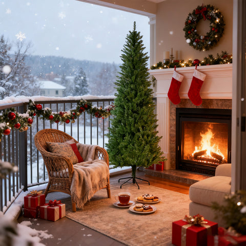 Winga 6FT Classic Pencil Christmas Tree - 72" Slim Green PVC Tree for Small Spaces & Holiday Decor | Dense, Realistic Branches, Easy Assembly, Pet-Safe | Perfect for Halloween & Christmas Indoors