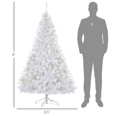 HOMCOM 6ft White Douglas Fir Artificial Christmas Tree | 250 Warm White LEDs, 1000 Tips | Realistic Faux Pine for Festive Home Decor | Easy Assembly, Stable Metal Base