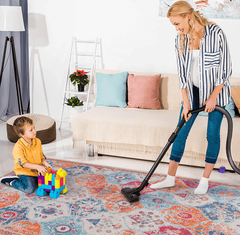 MAVAL Cream Washable Area Rug 6x9 - Soft, Non-Slip, Stain-Resistant Chenille Polyester for Living Room, Bedroom, Hallway, Kitchen - Easy Clean, Low Pile, Pet & Family Friendly