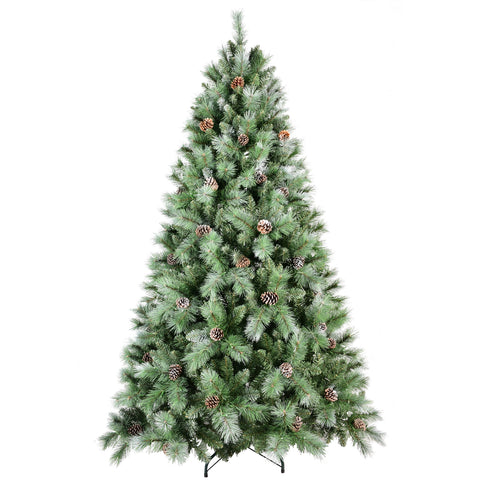 5FT Realistic Green Christmas Tree with 694 Mixed PVC & Hard Needle Tips, 51 Pine Cones, Hinged Design for Easy Setup, Sturdy Metal Stand - Full Holiday Decor for Home, Living Room, Indoor Use