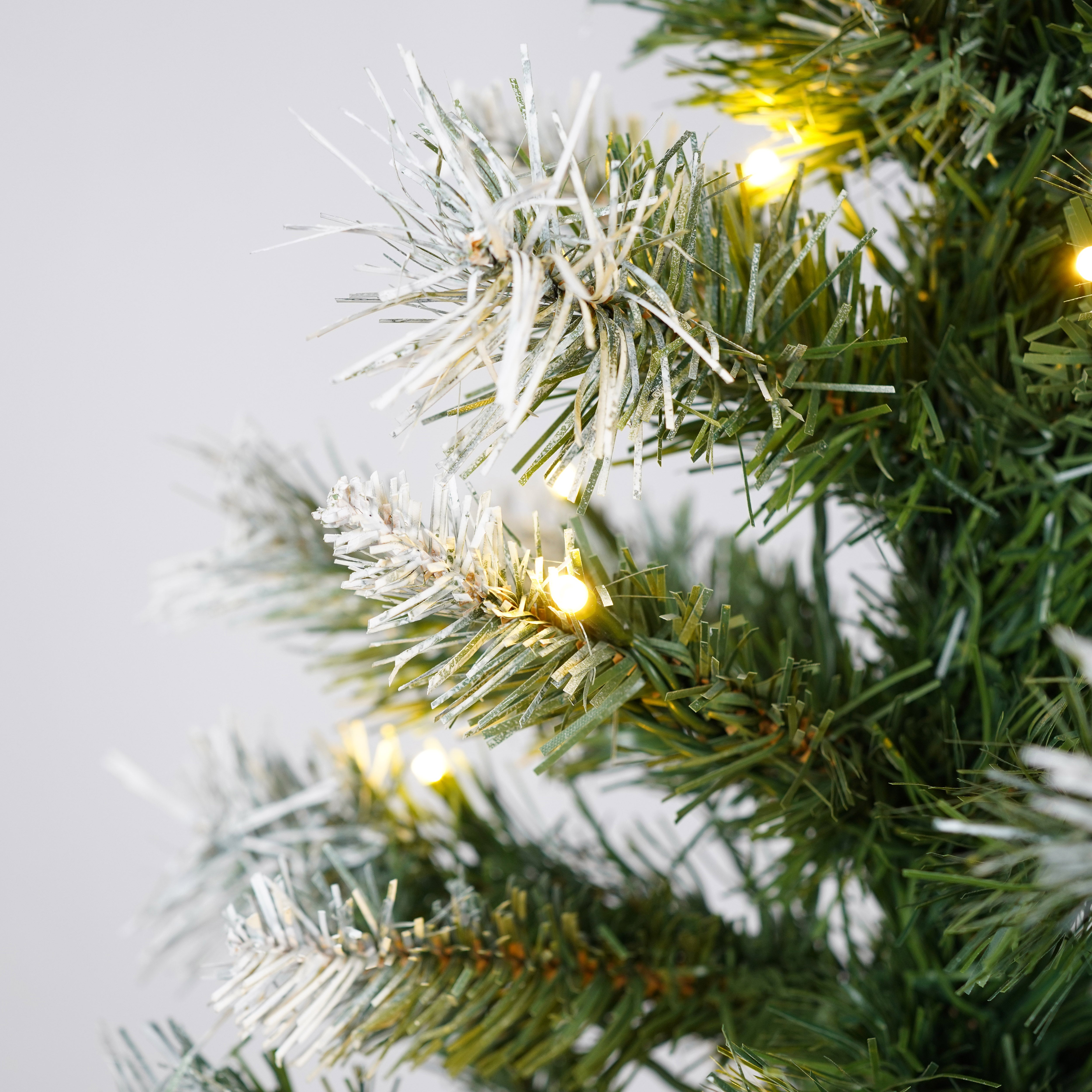 4ft White & Green Artificial Christmas Tree Set with LED Lights, 3-Piece Wreath & Entrance Trees, Fire-Resistant PVC, Easy Assembly, Glamorous Gold Pots for Home Decor