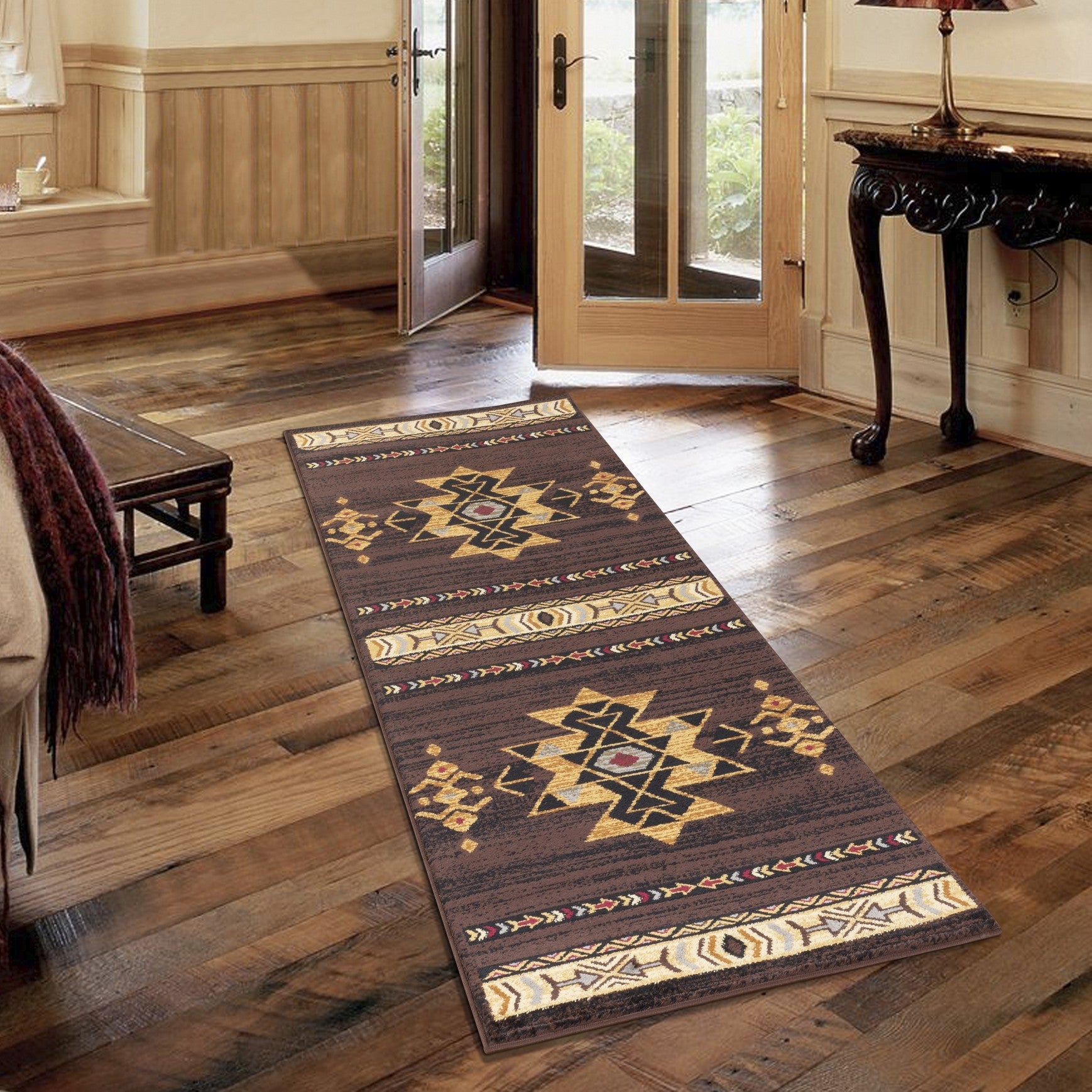 Tribes GC_YLS4005 Brown Southwest Area Rug 5'3" x 7'3" - Durable Polypropylene, 0.39" Pile Height, Kid &amp; Pet Friendly, Stain Resistant, Made in Turkey