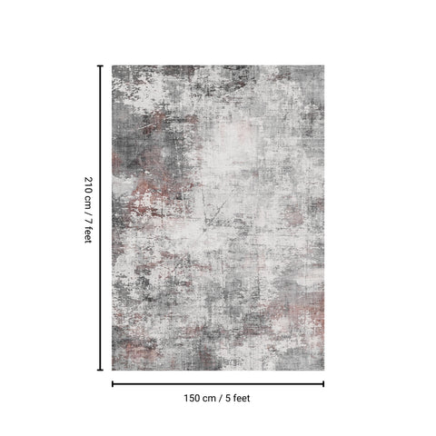 TOUCAN G5206-7 Washable Non-Slip Area Rug - 5'x7' Ivory Multi Polyester Pile, Durable & Foldable for Living Room, Bedroom, Entryway - Low Pile, Pet-Friendly, Easy Care