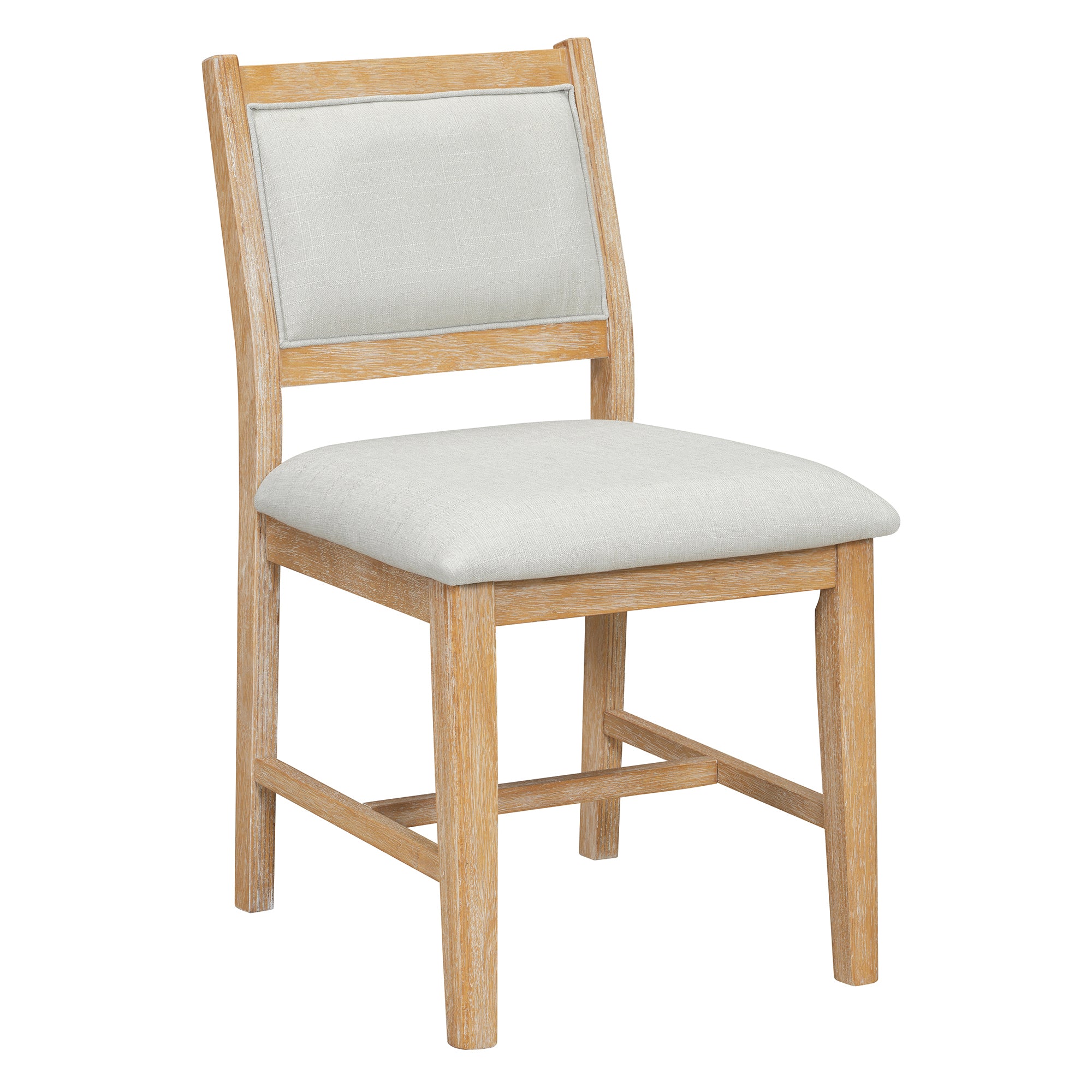 TREXM 7-Piece Retro Rectangular Wood Dining Table Set for 6 - Natural Oak Veneer & MDF with Upholstered Foam Chairs - Spacious Kitchen & Dining Room Furniture - Durable Solid Wood Legs