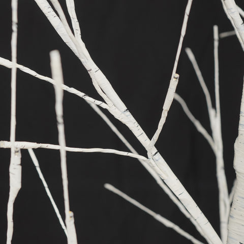 Set of 3 Lighted White Birch Trees (4ft, 5ft, 6ft) with 216 Warm White LEDs - Flexible Artificial Trees for Indoor/Outdoor Holiday &amp; Party Decoration