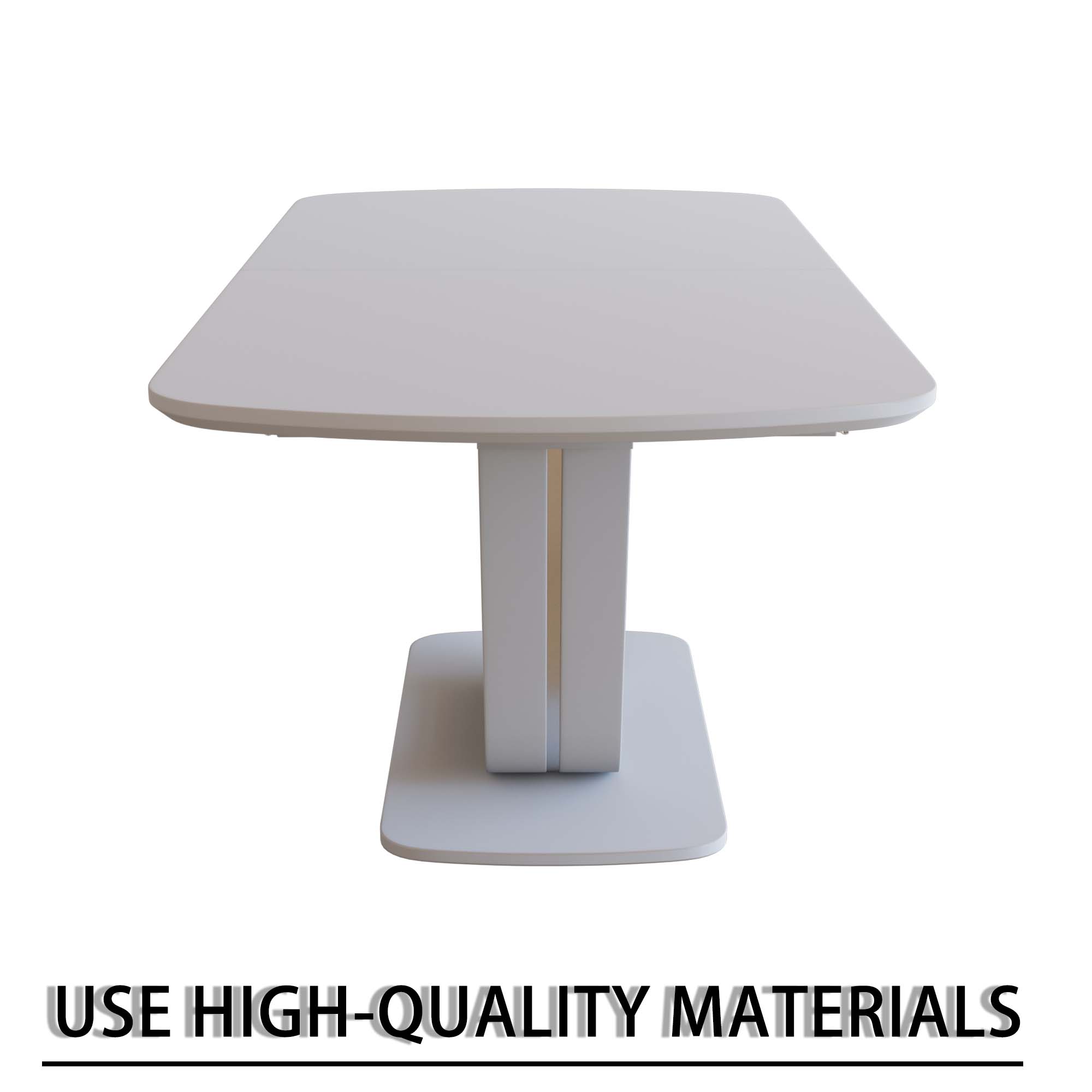 Expandable Dining Table Set for 2-8 People, 63-79" Gray MDF Kitchen Table with 4 PU Leather Padded Chairs, U-Shaped Legs, Modern Farmhouse Style for Dining Room & Living Room