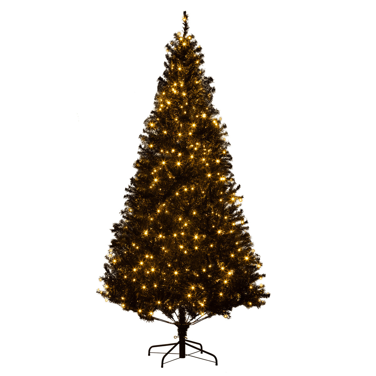 HOMCOM 7.5' Black Douglas Fir Artificial Christmas Tree | 500 Warm White LED Lights | 1346 Realistic Tips | Hinged Branches | Metal Base | Holiday Decor for Home &amp; Indoor Use