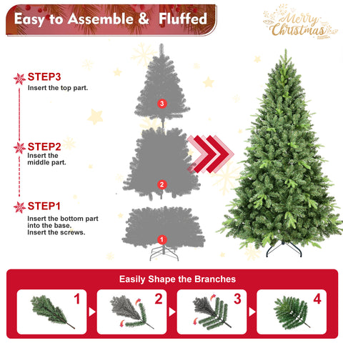 5FT Classic Green Christmas Tree: 967 Realistic PE+PVC Tips, Hinged Branches, Easy Assembly, Stable Metal Stand - Full Natural Holiday Decor for Home &amp; Living Room
