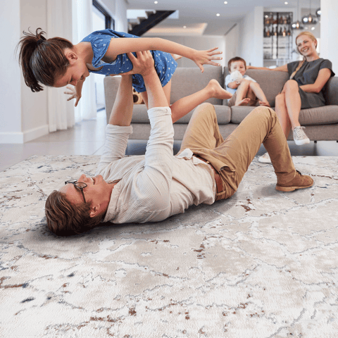 MARFI Collection 5x7 Multi Contemporary Area Rug | Stain-Resistant, Non-Shedding Polyester | 0.35" Medium Pile | Kid & Pet-Friendly | Living Room, Bedroom, Entryway | Turkish Made