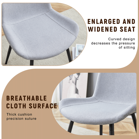 71" Wooden &amp; Black Spliced Dining Table Set with 8 Light Gray Linen Chairs - 30"H Table w/ Storage Shelf, Ergonomic Cushions for Dining Room, Kitchen &amp; Parties