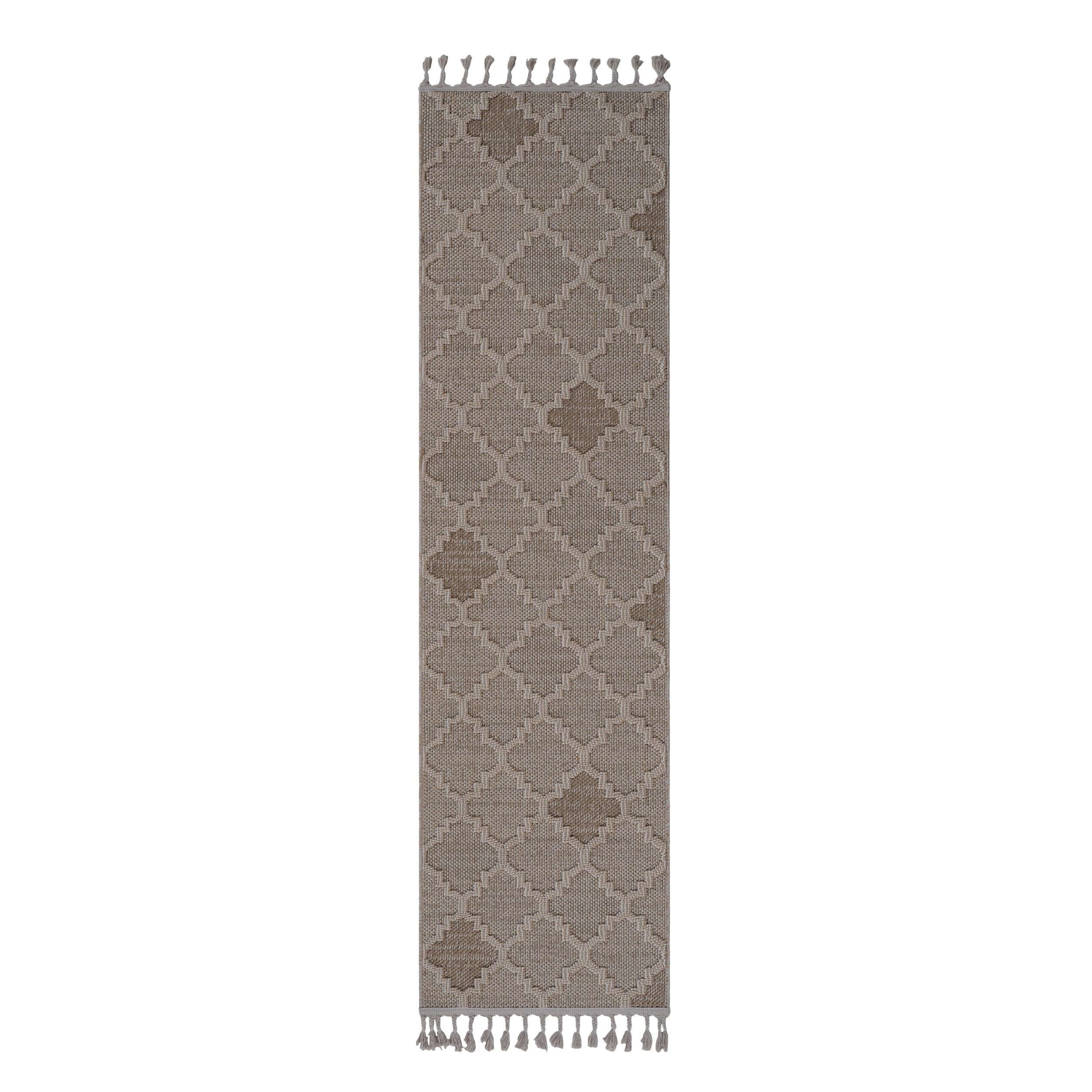 Guros Collection 2'x8' Cream Trellis Runner Rug - Stain-Resistant Polypropylene for Indoor/Outdoor Entryway, Hallway, Living Room, Kitchen. Easy Care, Durable, Kid & Pet Friendly, Medium Pile.