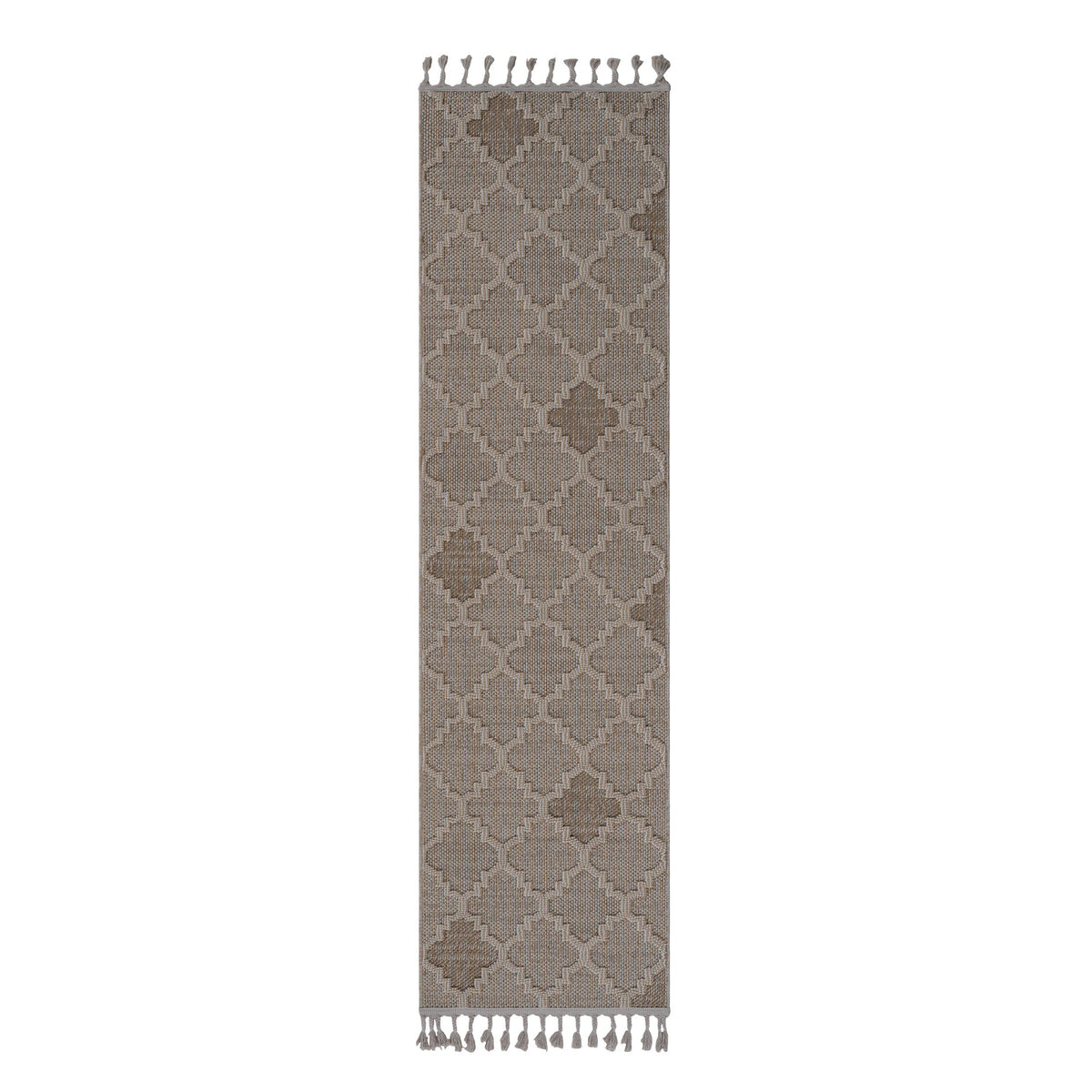 Guros Collection 2'x8' Cream Trellis Runner Rug - Stain-Resistant Polypropylene for Indoor/Outdoor Entryway, Hallway, Living Room, Kitchen. Easy Care, Durable, Kid & Pet Friendly, Medium Pile.
