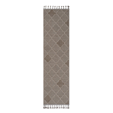 Guros Collection 2'x8' Cream Trellis Runner Rug - Stain-Resistant Polypropylene for Indoor/Outdoor Entryway, Hallway, Living Room, Kitchen. Easy Care, Durable, Kid & Pet Friendly, Medium Pile.