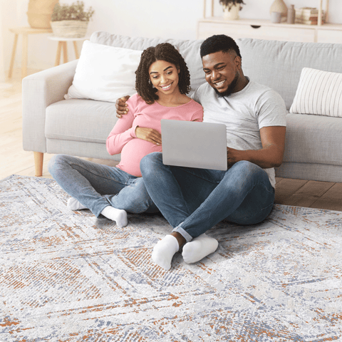 PAYAS Collection 6'x9' Beige Geometric Area Rug | Stain-Resistant, Non-Shedding Polyester | Durable, Easy-Care for Living Room, Bedroom, Entryway, Home Office | Turkish Made, Latex-Free Cotton Backing