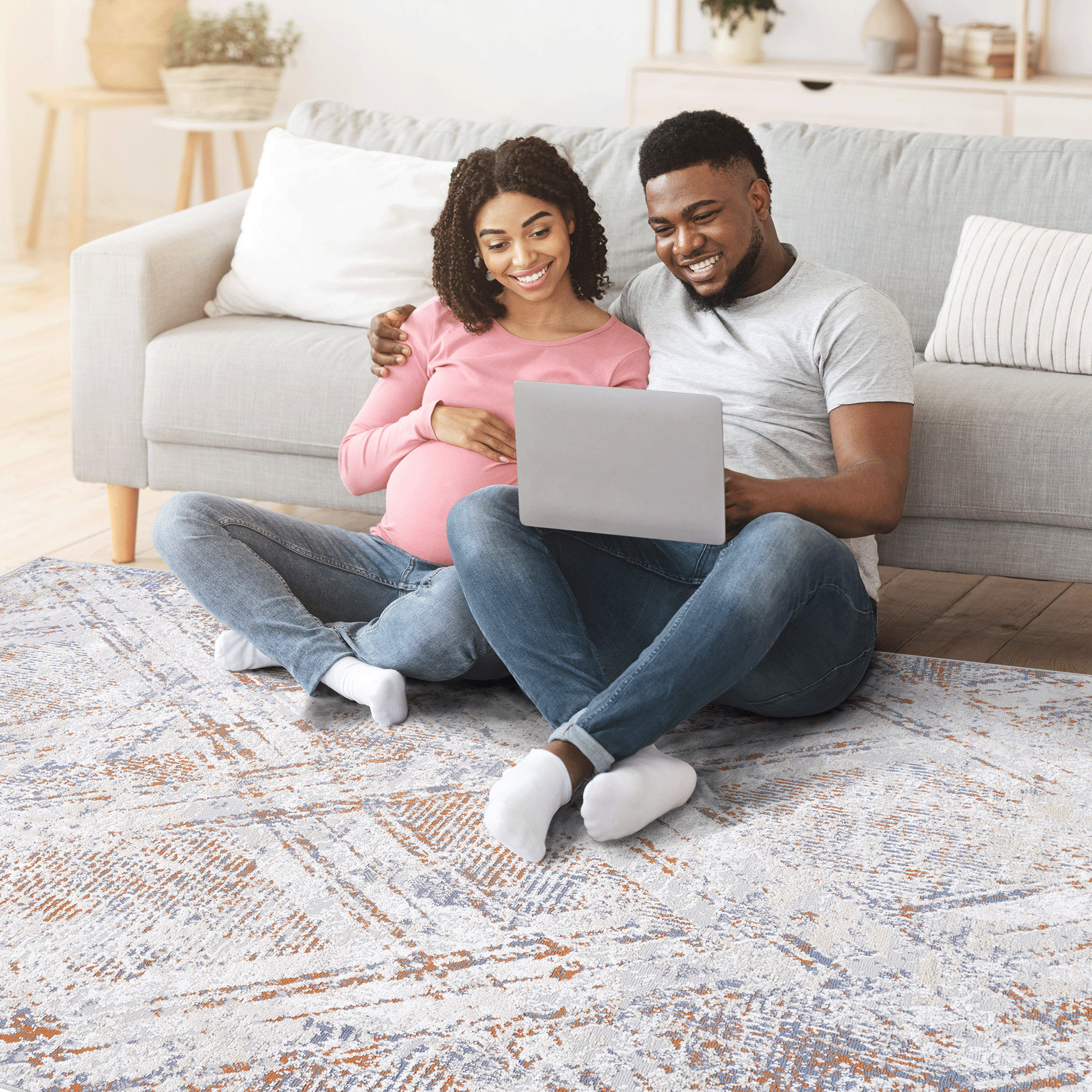 PAYAS Collection 5x7 Beige Geometric Area Rug - Stain-Resistant, Non-Shedding Polyester for Living Room, Bedroom, Entryway, Home Office; Easy Care, Durable, Medium Pile