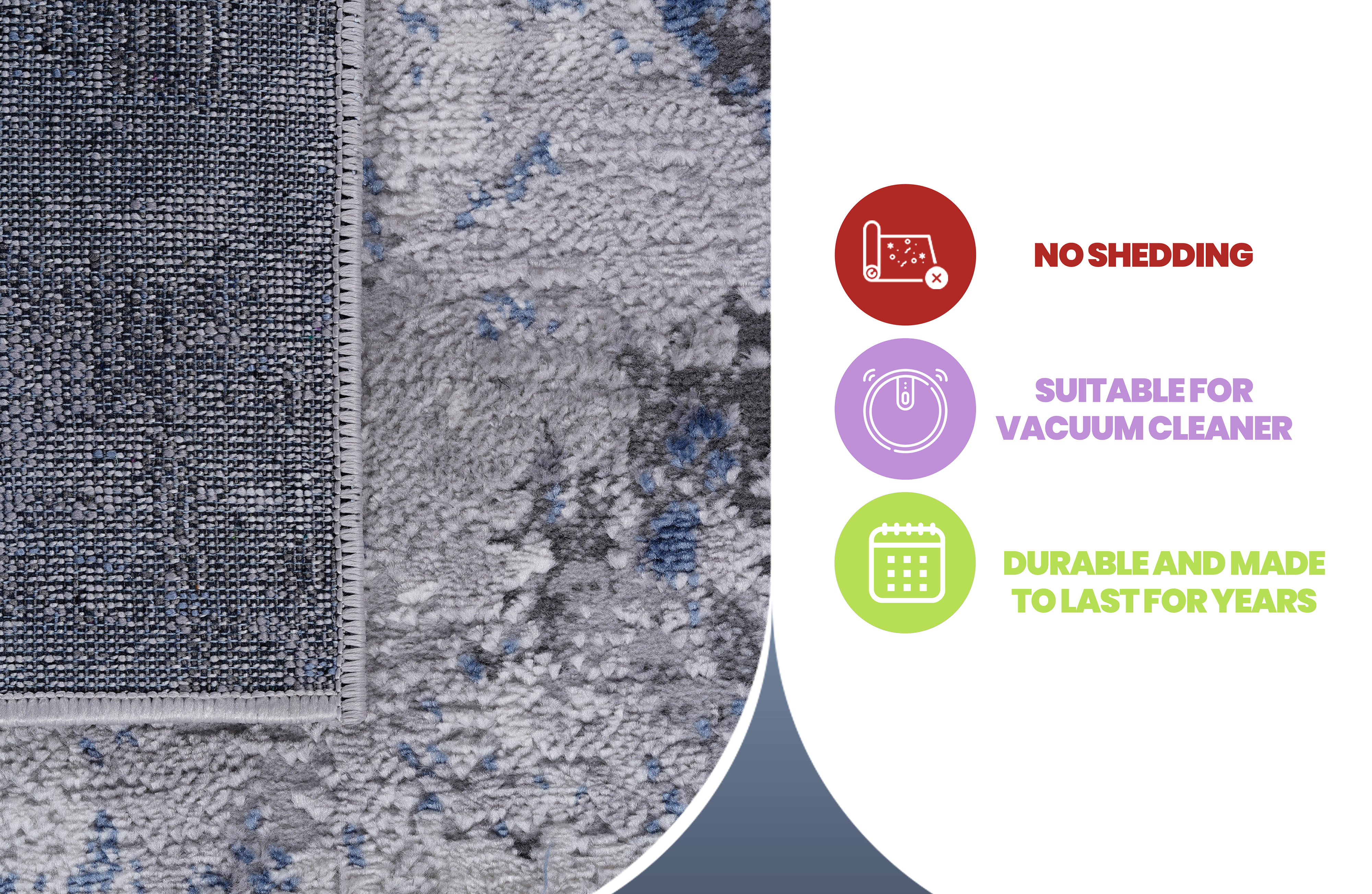 MARFI Collection 5x7 Silver Blue Abstract Area Rug - Stain Resistant & Non-Shedding Polyester, Medium Pile (0.35") for Living Room, Bedroom, Entryway, Office, Turkey Made