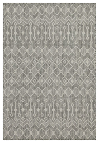 Sunshine GC Silver 7'10"x10'3" Indoor/Outdoor Area Rug - Durable Polypropylene, Stain-Resistant, Flatweave, Easy Clean Patio & Deck Decor