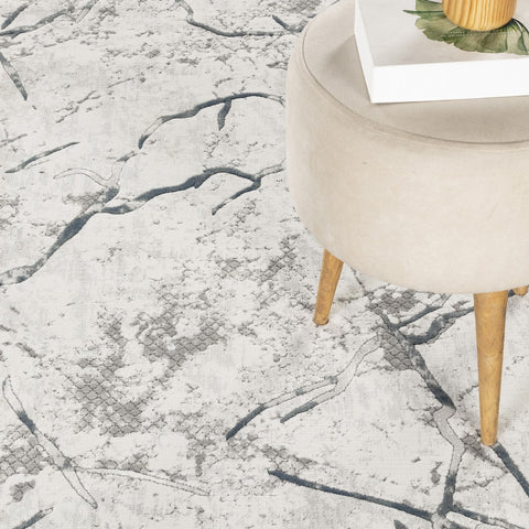 Geometrix GC_DIM1007 7'10" x 10'6" Gray Abstract Area Rug | 100% Polyester Pile, Jute Backing | Modern Boho Glam Style for Living Room, Dining, Entryway | Stain & Pet Friendly, Low Pile for Doorways