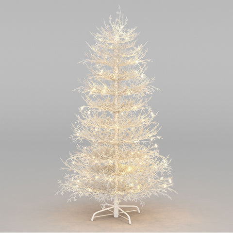 6FT Snow Flocked Aspen Fir Artificial Christmas Tree | Hinged Design with 623 Lush PE Tips & 420 Warm White LED Lights | Stunning Holiday Decor for Home & Party