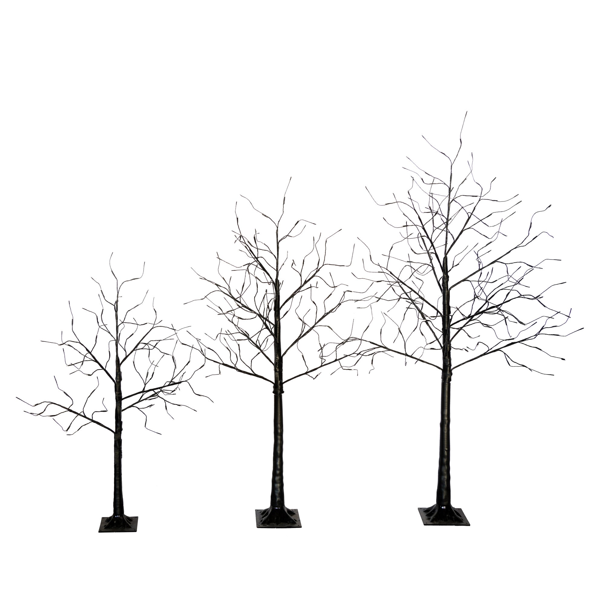 4-6FT Halloween Spooky Tree with 216 Purple LED Lights, Lighted Black Artificial Tree for Indoor Haunted House Decor, Durable Vinyl, Steady Glow