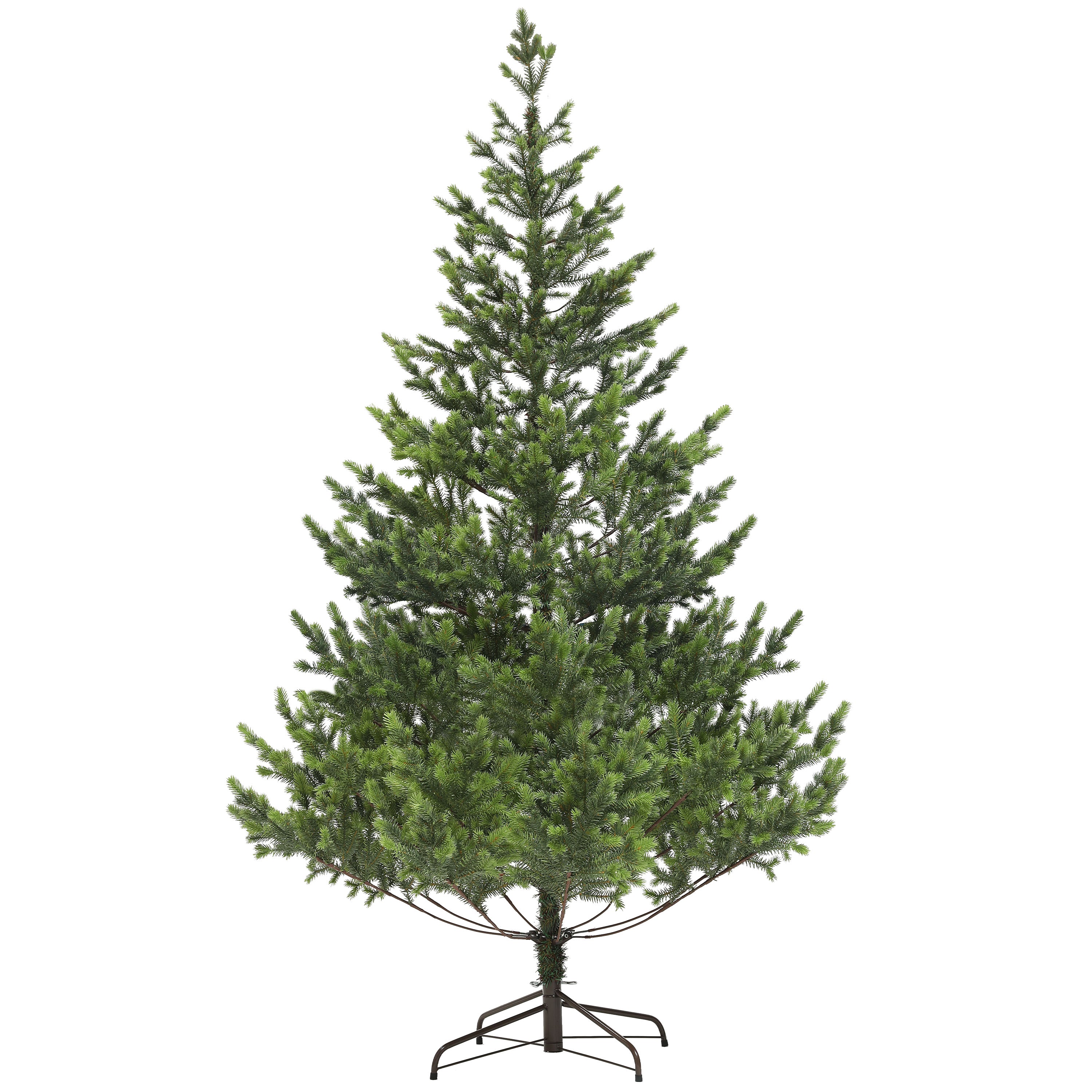 HOMCOM 7ft Sparse Realistic Cedar Artificial Christmas Tree, 2901 Tips, Hinged PE Needles, Green, Easy Assembly, Flame Retardant, Steel Base for Home & Office Holiday Decor