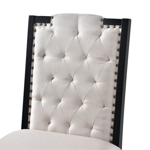 6-Piece Black Rectangular Dining Table Set for 6: 60" Solid Wood Table, 4 High-Back Tufted Upholstered Chairs &amp; Bench - Ideal for Dining Room &amp; Kitchen Gatherings