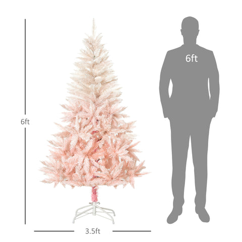 HOMCOM 6ft Pink Spruce Artificial Christmas Tree: 800 Tips, Realistic Branches, Unlit, Flame-Retardant Plastic for Festive Home &amp; Holiday Decor