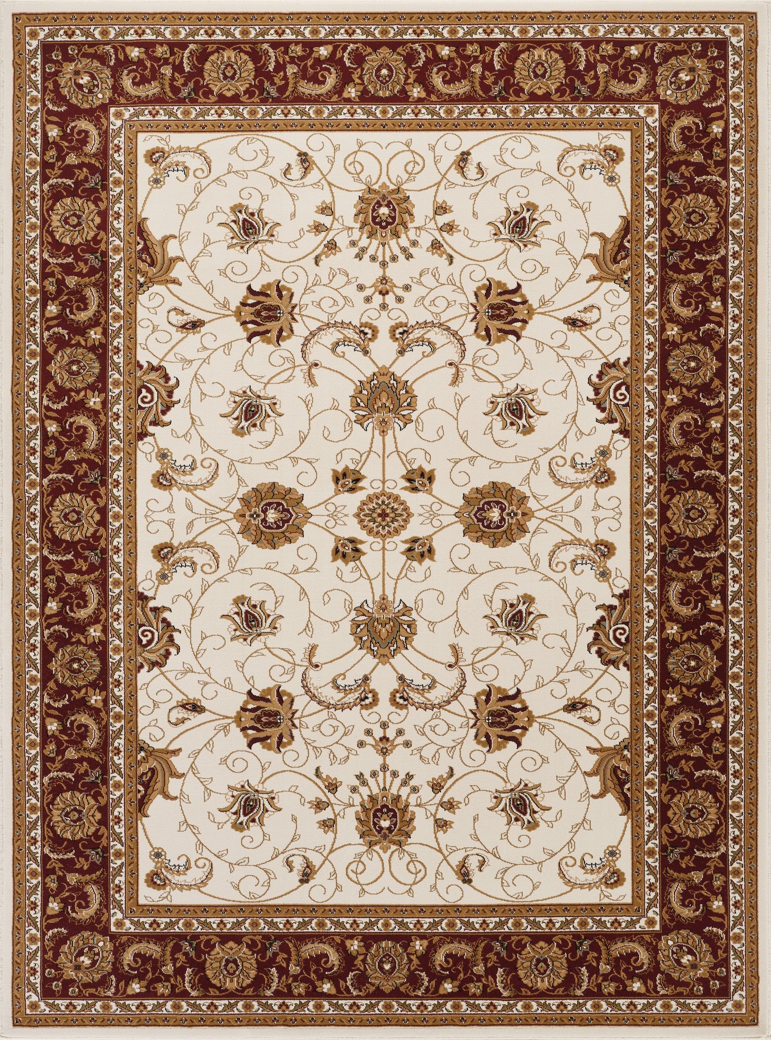 Manchester GC_HER5002 Ivory 2x3 ft Area Rug - Machine-Made Oriental Pattern Polypropylene with Jute Backing, 0.47" Pile - Classic Luxury for Living Room, Entryway