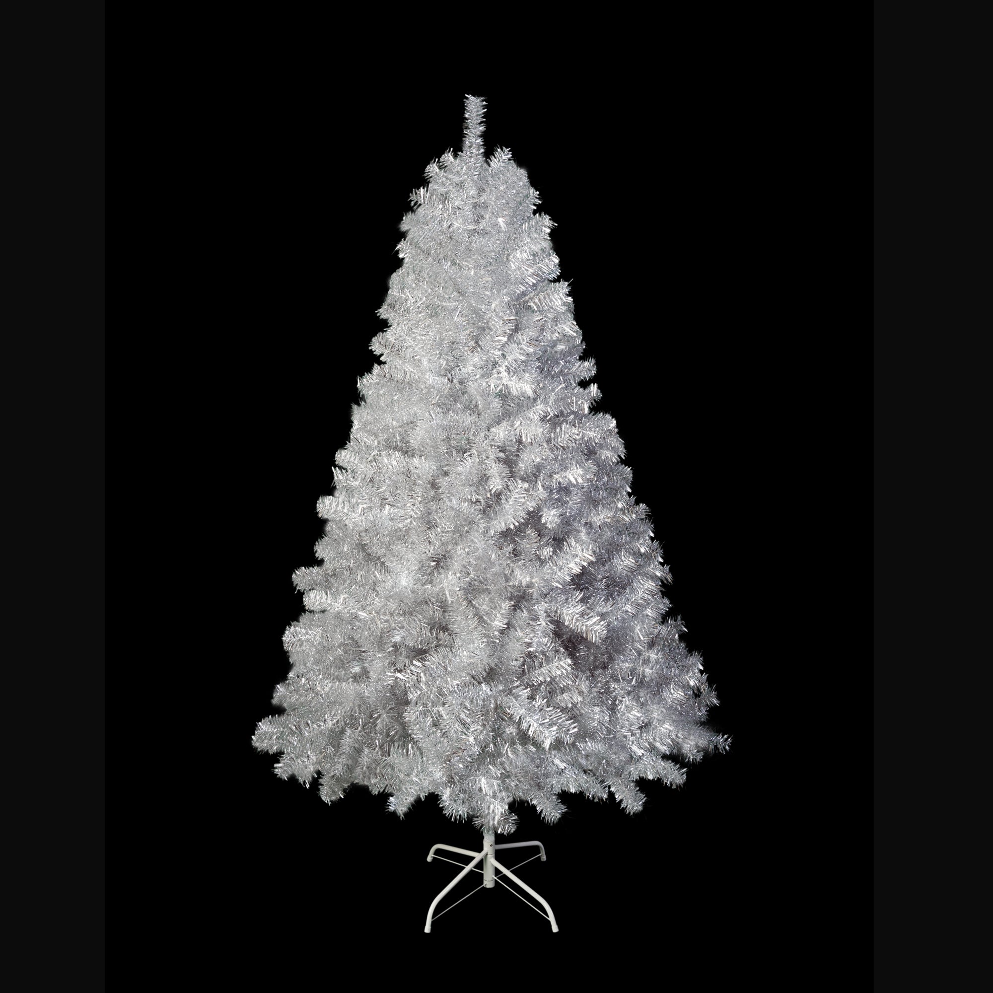 6FT Sliver Pre-Lit Artificial Christmas Tree: Hinged Full PVC Tree with 800 Branch Tips & 300 LED Lights, 11 Modes. Ideal Indoor/Outdoor Holiday Decoration.