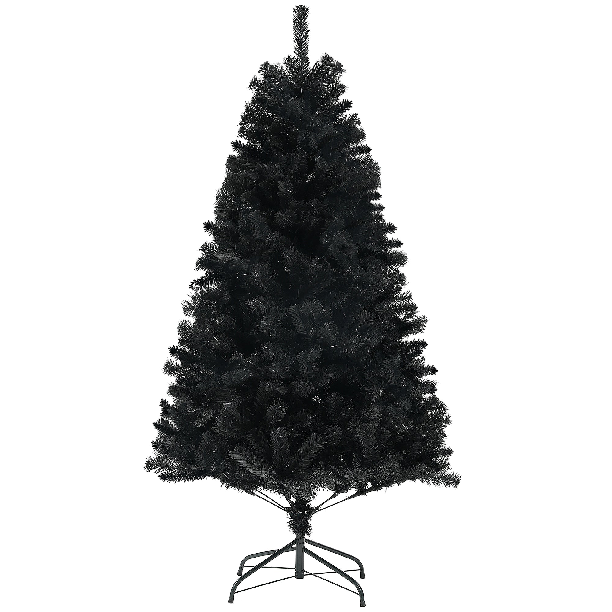 HOMCOM 6ft Black Artificial Christmas Tree: Auto-Open, 1000 Branch Tips, Steel Base, Flame-Retardant for Home &amp; Office Holiday Decor