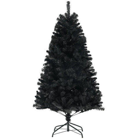 HOMCOM 6ft Black Artificial Christmas Tree: Auto-Open, 1000 Branch Tips, Steel Base, Flame-Retardant for Home &amp; Office Holiday Decor