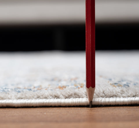 Noble GC_GEN7002 Ivory 2.6 ft x 7.2 ft Polyester Area Rug - Medallion Pattern, Stain-Resistant, Low Pile for Entryways &amp; High Traffic Areas, Made in Turkey