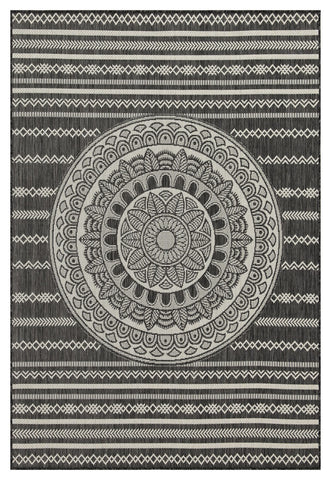 Sunshine GC_HAR2017 Anthracite 2'7"x7'3" Indoor/Outdoor Area Rug | Durable Polypropylene, Flatweave, Stain Resistant, Easy Clean | Patio, Deck, Living Room, Entryway