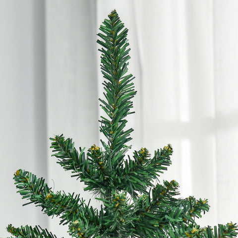 HOMCOM 6ft Slim Fir Artificial Christmas Tree - Realistic Green Fir, 583 Tips, Flame Retardant, Easy Assembly, Space-Saving Design for Home &amp; Living Room Decor