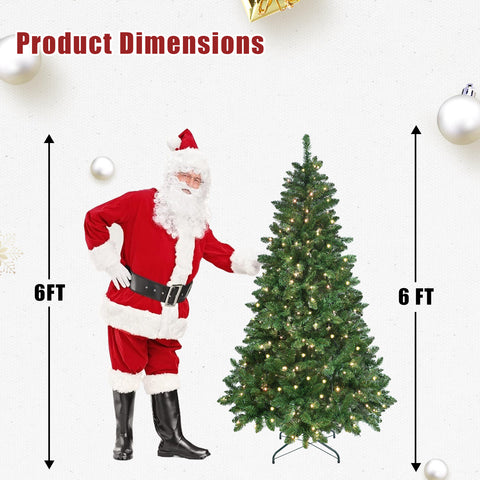 6ft Green Christmas Tree: WiFi RGB LED Lights (300 LEDs, 38 Functions, Music Sync), 751 PVC Tips, Hinged, Metal Stand - Smart App Controlled Holiday Decor for Festive Home Parties