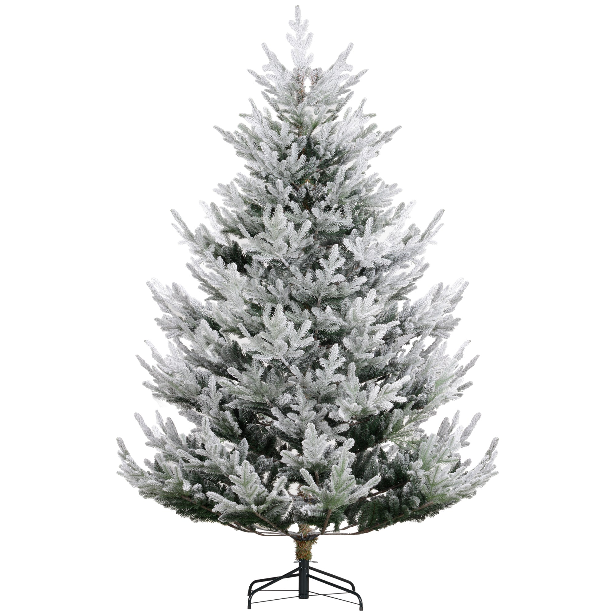 HOMCOM 7.5ft Green Hinged Artificial Christmas Tree | 1218 Realistic Pine Branches, Auto-Open, Flame-Retardant Plastic, Steel Base | Perfect for Home & Holiday Decor