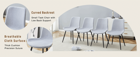 71" Wooden &amp; Black Spliced Dining Table Set with 8 Light Gray Linen Chairs - 30"H Table w/ Storage Shelf, Ergonomic Cushions for Dining Room, Kitchen &amp; Parties